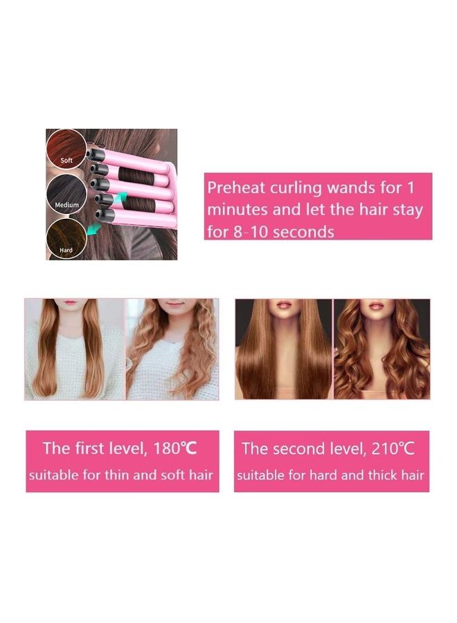 5-Barrel Curling Iron Wand Hair Crimper Pink/Black - Image 2